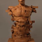 Wooden Pixels Dissipate from Han Hsu-Tung's Fragmented Figurative Sculptures